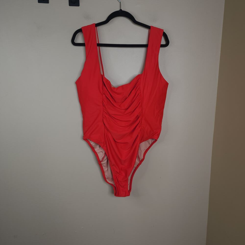 J.CREW Ruched squareneck one-piece in Red Size 22
